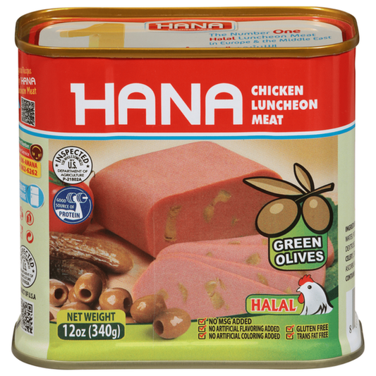 Hana Chicken Luncheon Meat Green Olives 340G
