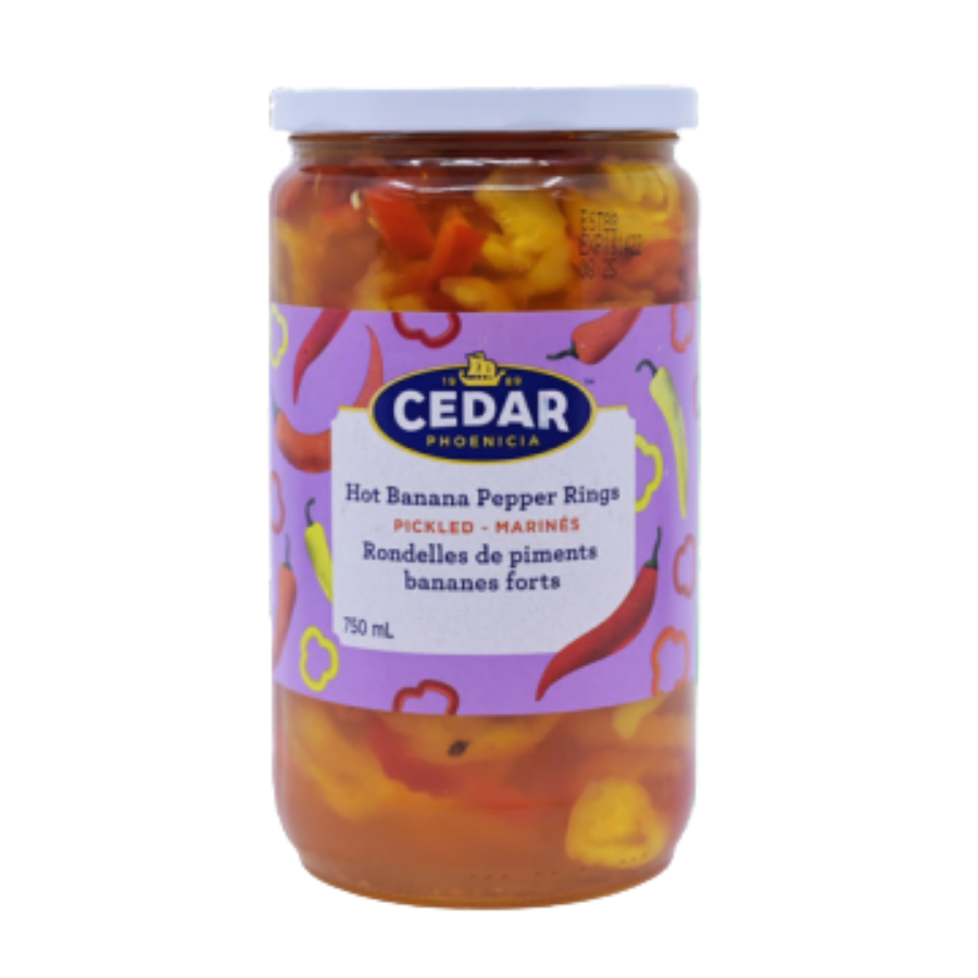 Cedar Pickled Hot Banana Pepper Rings 1L