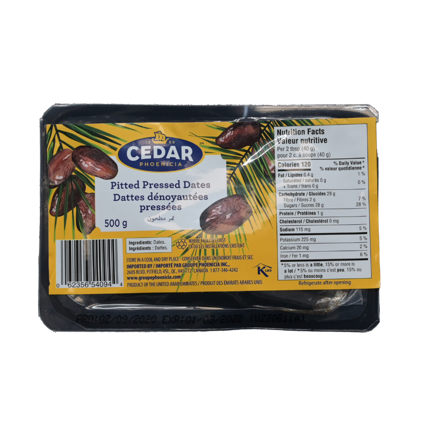 Cedar Pitted Pressed Dates 500G